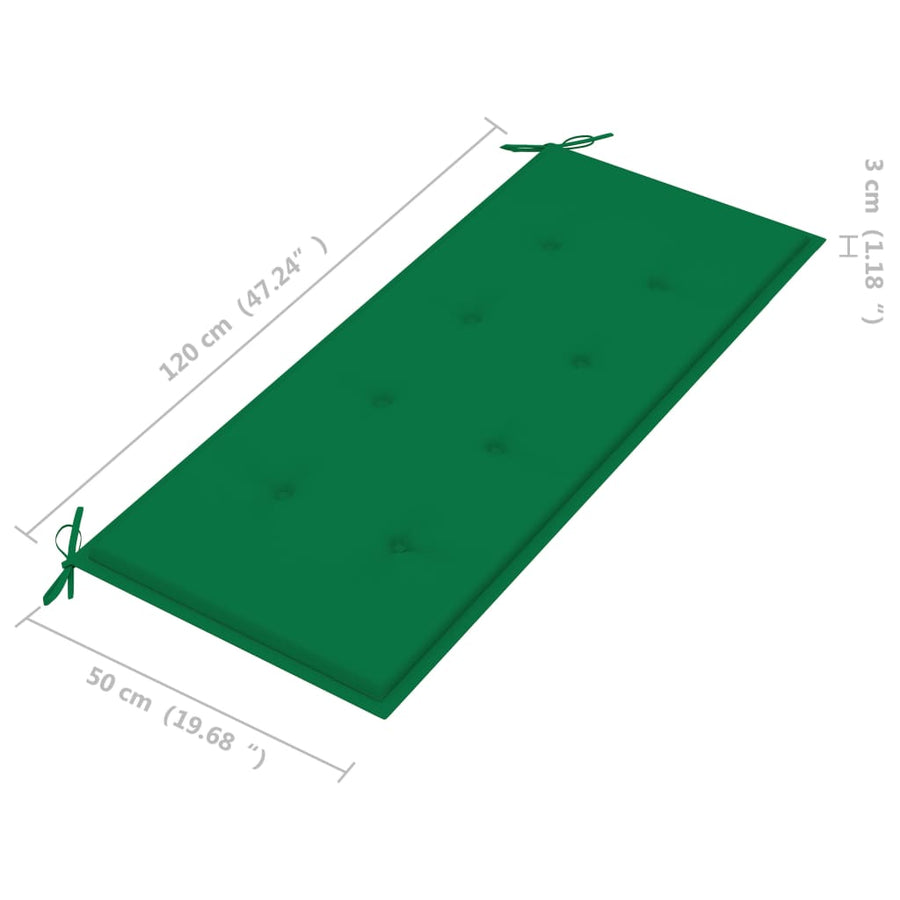 Tuinbank Inklapbaar Met Kussen 8 Cm Bamboe 120 x 50 x 4 cm Groen