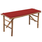 Foldable garden bench with cushion 118 cm bamboo
