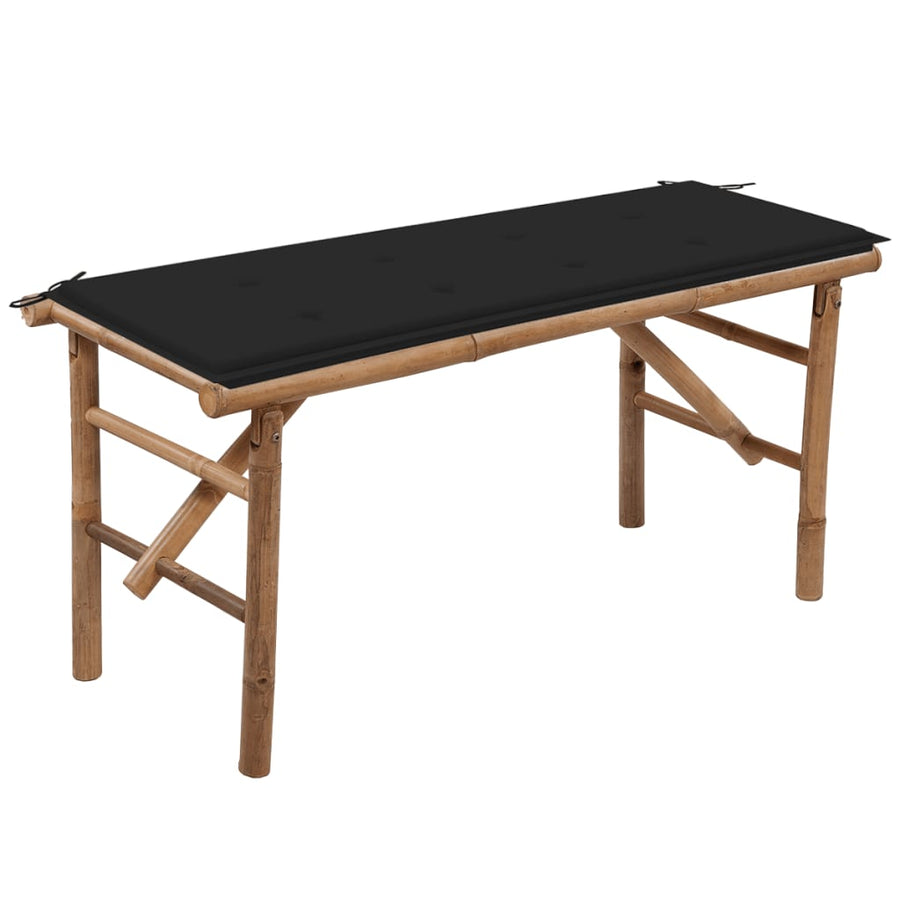 Tuinbank Inklapbaar Met Kussen 8 Cm Bamboe 120 x 50 x 4 cm Zwart