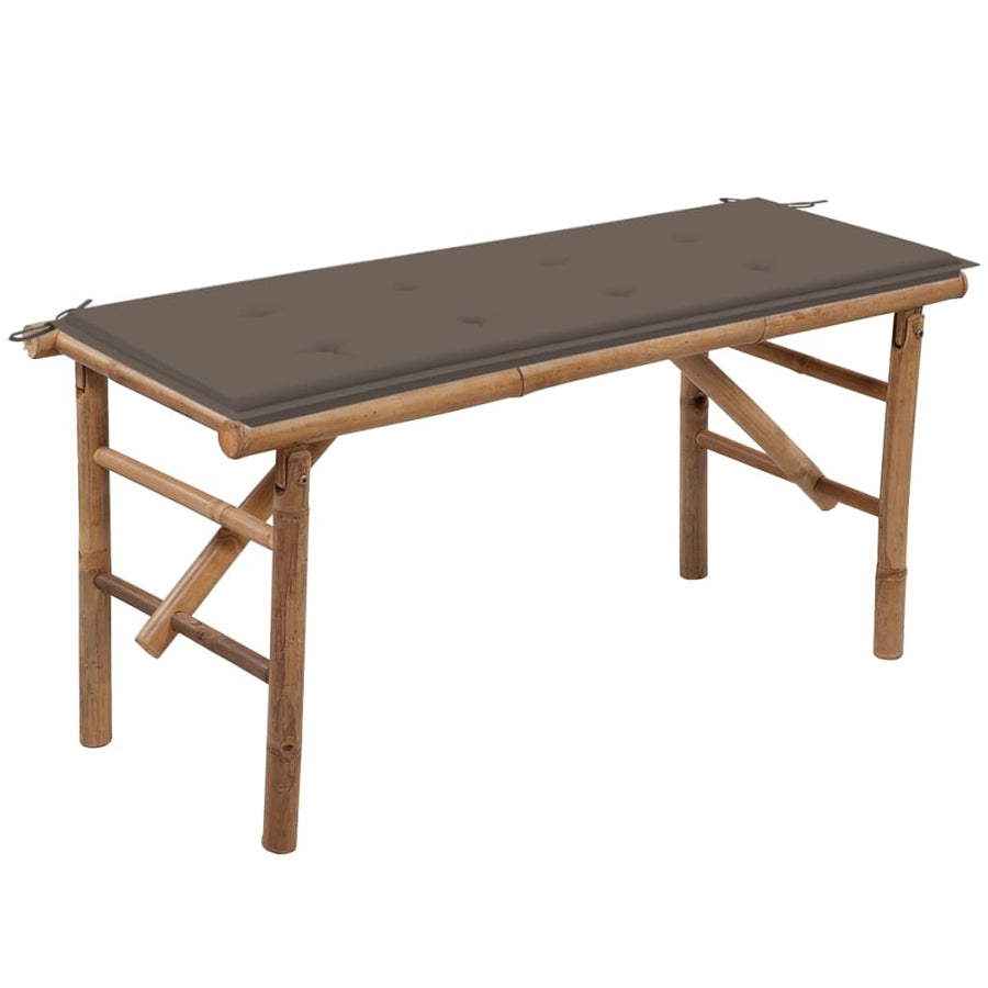 Tuinbank Inklapbaar Met Kussen 8 Cm Bamboe 120 x 50 x 4 cm Taupe