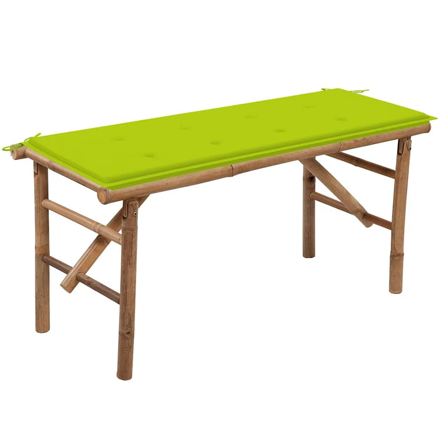 Tuinbank Inklapbaar Met Kussen 118 Cm Bamboe Heldergroen 120 x 50 x 4 cm