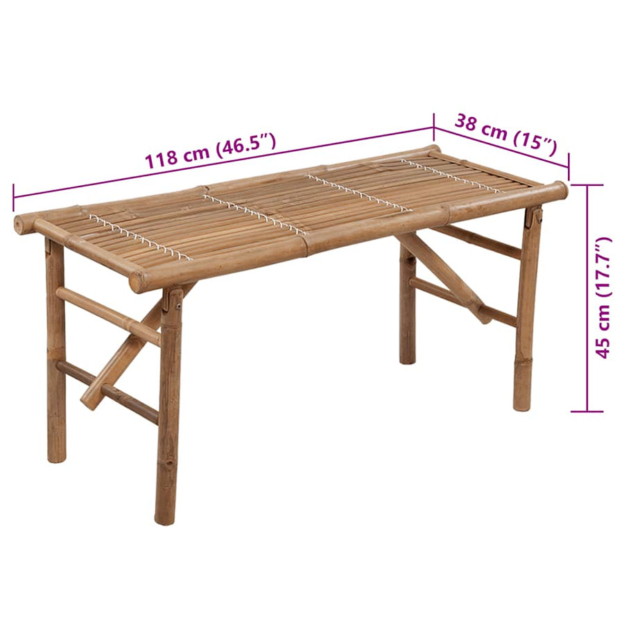 Tuinbank Inklapbaar Met Kussen 118 Cm Bamboe Heldergroen 120 x 50 x 4 cm