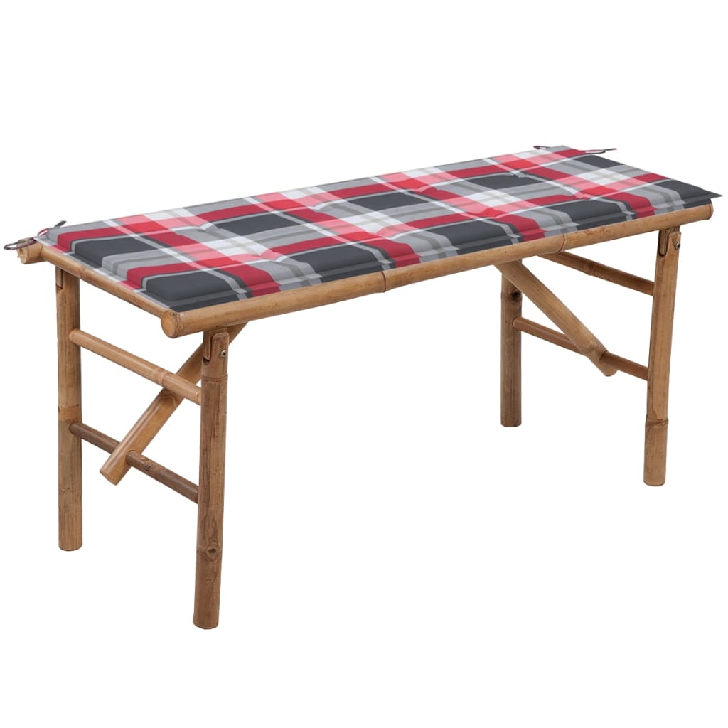 Tuinbank Inklapbaar Met Kussen 118 Cm Bamboe 120 x 50 x 4 cm