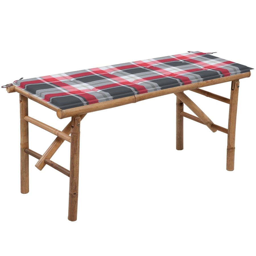 Tuinbank Inklapbaar Met Kussen 118 Cm Bamboe 120 x 50 x 4 cm