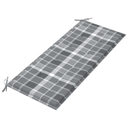 Tuinbank Inklapbaar Met Kussen 8 Cm Bamboe 120 x 50 x 4 cm Grijs ruitpatroon