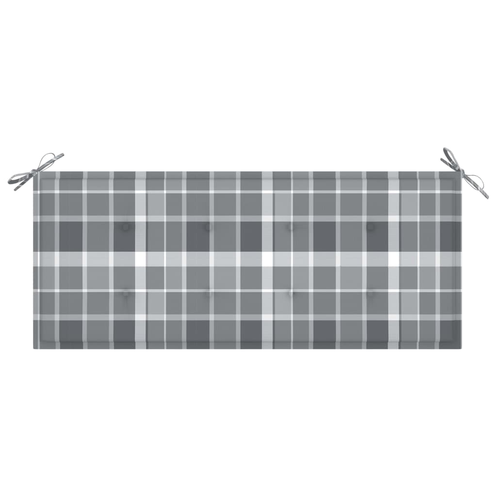 Tuinbank Inklapbaar Met Kussen 8 Cm Bamboe 120 x 50 x 4 cm Grijs ruitpatroon