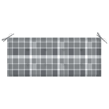 Tuinbank Inklapbaar Met Kussen 8 Cm Bamboe 120 x 50 x 4 cm Grijs ruitpatroon