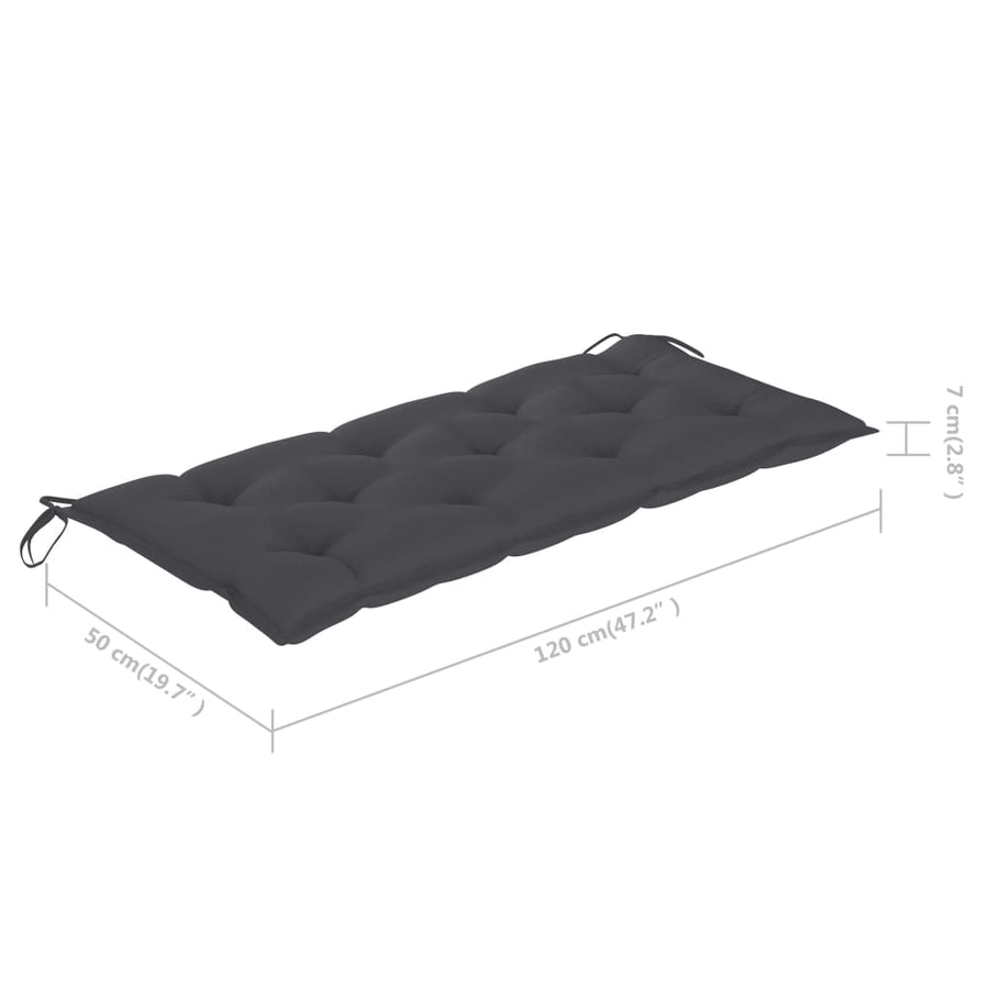 Tuinbank Inklapbaar Met Kussen 8 Cm Bamboe 120 x 50 x 7 cm Antraciet
