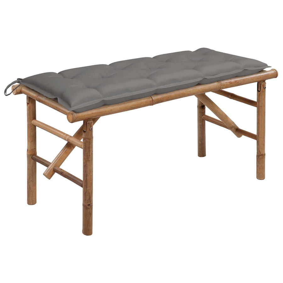 Tuinbank Inklapbaar Met Kussen 8 Cm Bamboe 120 x 50 x 7 cm Grijs