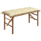 Foldable garden bench with cushion 118 cm bamboo