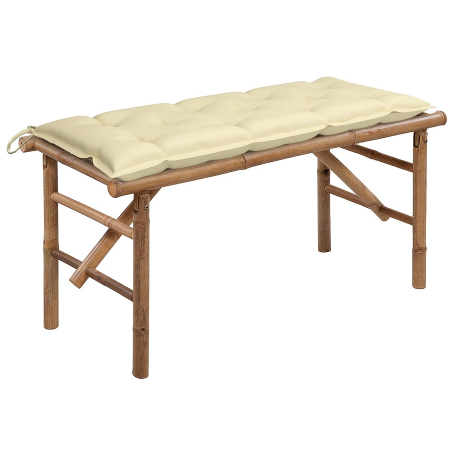 Tuinbank Inklapbaar Met Kussen 8 Cm Bamboe 120 x 50 x 7 cm Crème