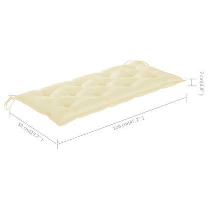 Tuinbank Inklapbaar Met Kussen 8 Cm Bamboe 120 x 50 x 7 cm Crème
