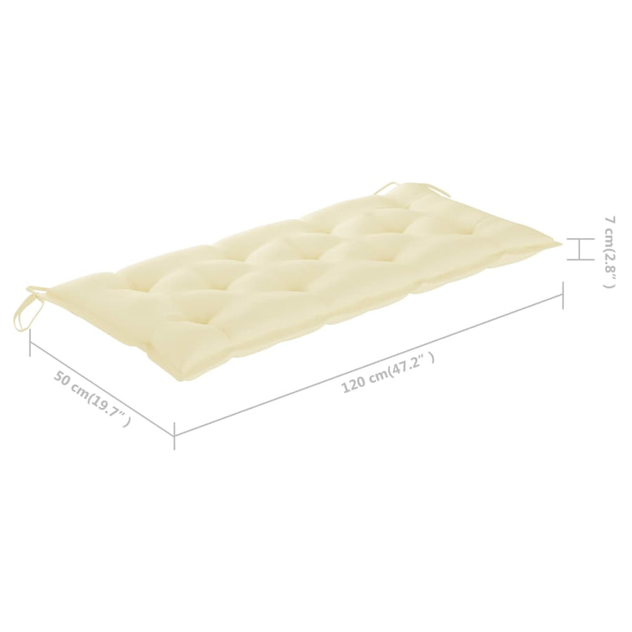 Tuinbank Inklapbaar Met Kussen 8 Cm Bamboe 120 x 50 x 7 cm Crème