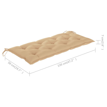 Tuinbank Inklapbaar Met Kussen 8 Cm Bamboe 120 x 50 x 7 cm Beige