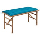 Tuinbank 118 cm bamboe met kussen lichtblauw
