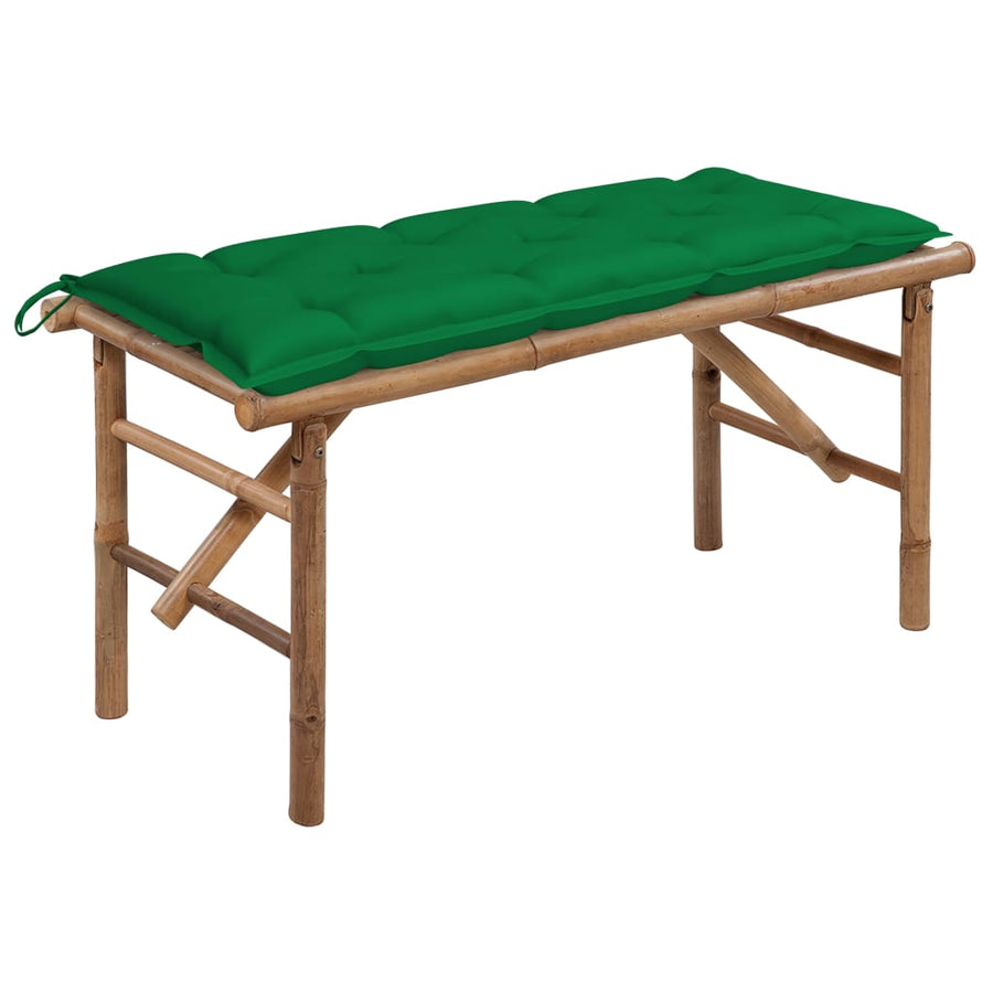 Tuinbank Inklapbaar Met Kussen 8 Cm Bamboe 120 x 50 x 7 cm Groen