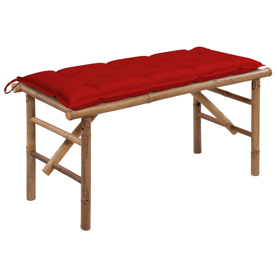 Tuinbank Inklapbaar Met Kussen 8 Cm Bamboe 120 x 50 x 7 cm Rood