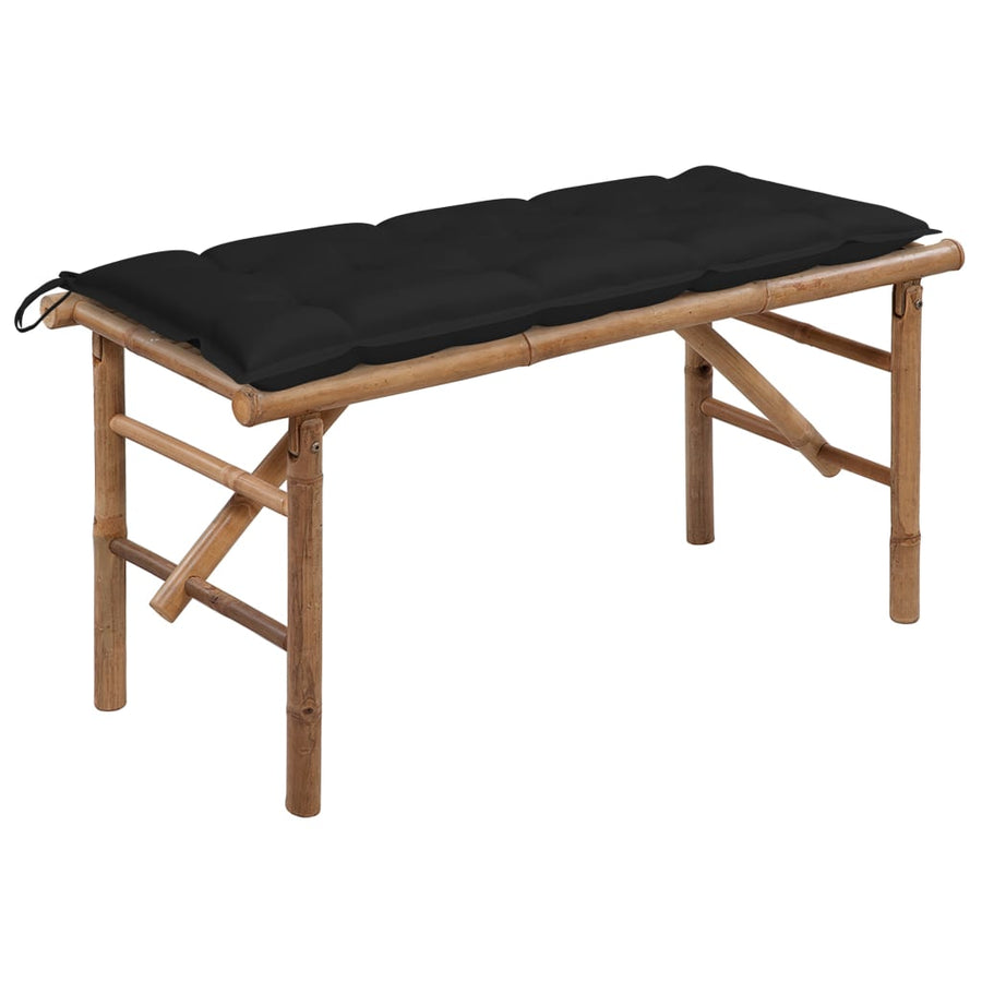 Tuinbank Inklapbaar Met Kussen 8 Cm Bamboe 120 x 50 x 7 cm Zwart