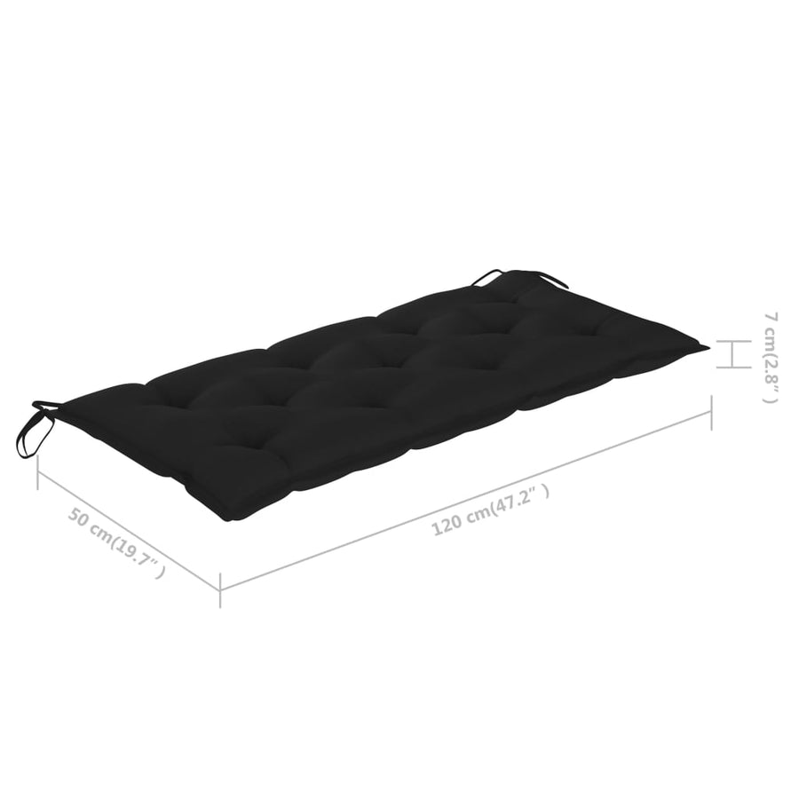 Tuinbank Inklapbaar Met Kussen 8 Cm Bamboe 120 x 50 x 7 cm Zwart