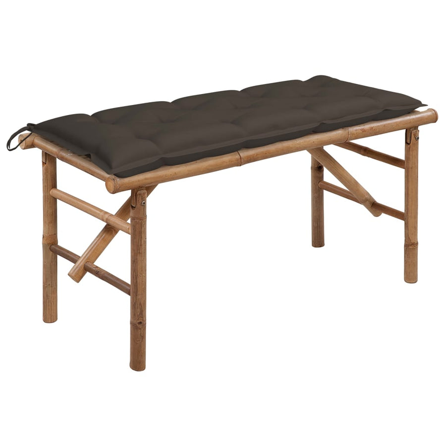 Tuinbank Inklapbaar Met Kussen 118 Cm Bamboe Taupe 120 x 50 x 7 cm