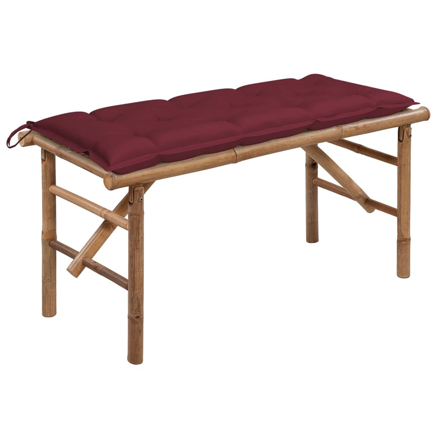 Tuinbank Inklapbaar Met Kussen 8 Cm Bamboe 120 x 50 x 7 cm Wijnrood