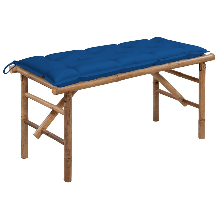 Tuinbank Inklapbaar Met Kussen 8 Cm Bamboe 120 x 50 x 7 cm koningsblauw