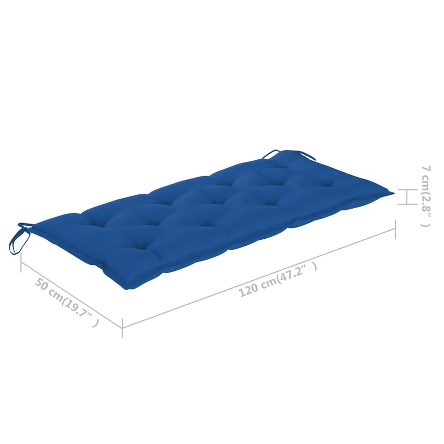 Tuinbank Inklapbaar Met Kussen 8 Cm Bamboe 120 x 50 x 7 cm koningsblauw
