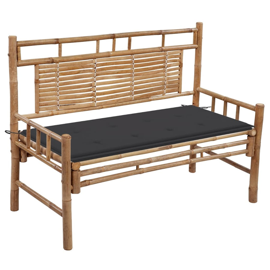 Tuinbank Met Kussen 20 Cm Bamboe 120 x 50 x 4 cm Antraciet