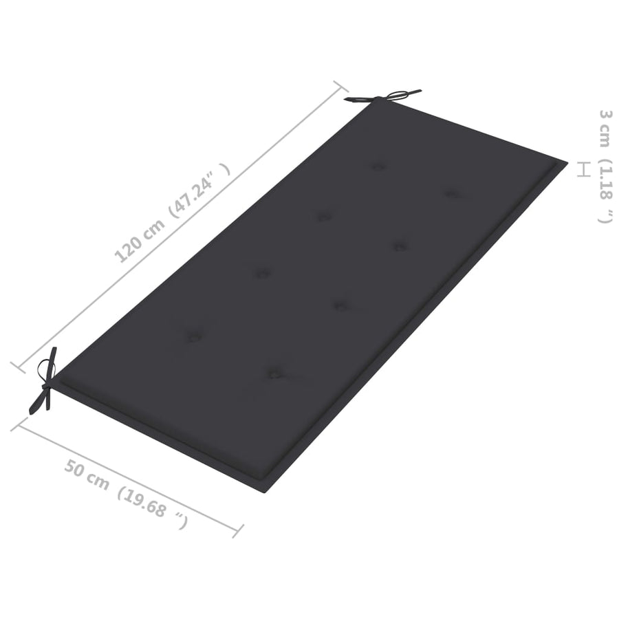 Tuinbank Met Kussen 20 Cm Bamboe 120 x 50 x 4 cm Antraciet