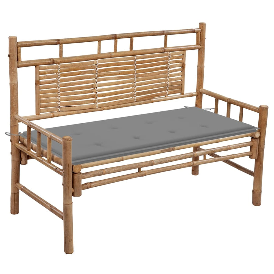 Tuinbank Met Kussen 20 Cm Bamboe 120 x 50 x 4 cm Grijs
