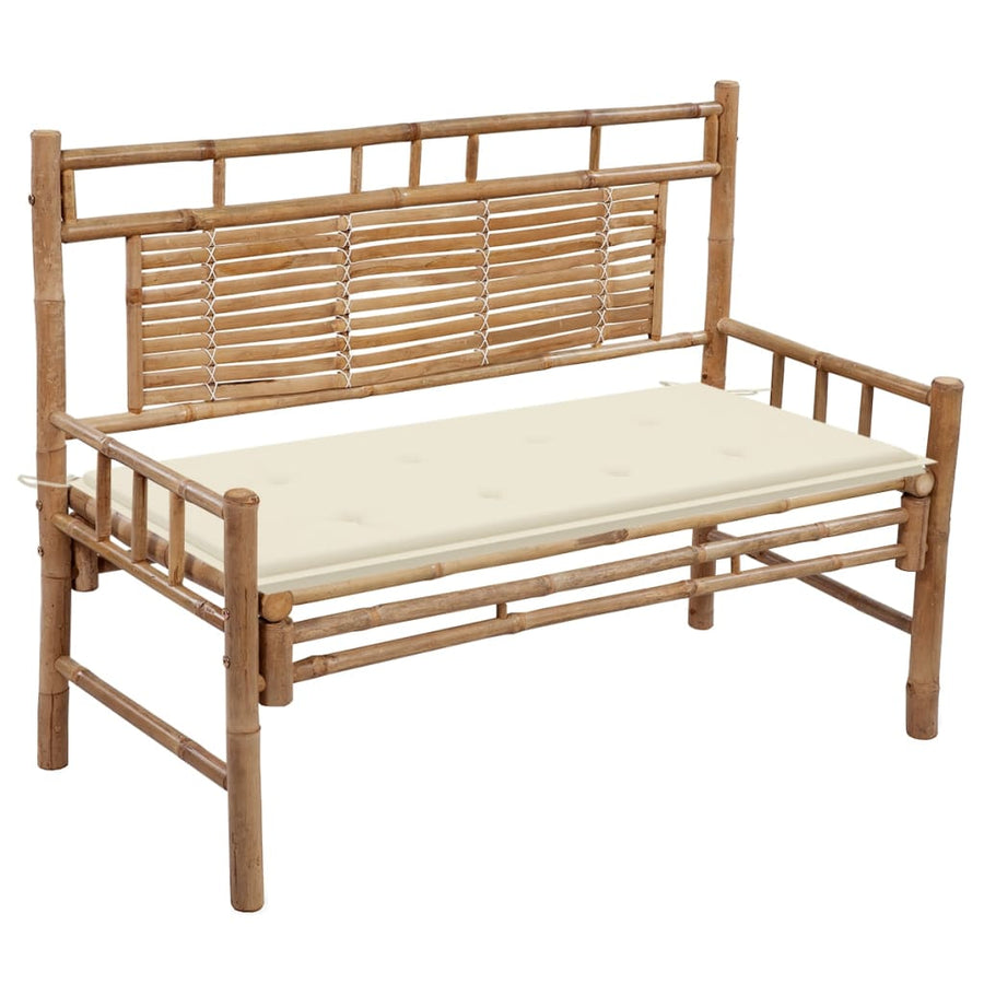 Tuinbank Met Kussen 20 Cm Bamboe 120 x 50 x 4 cm Crème