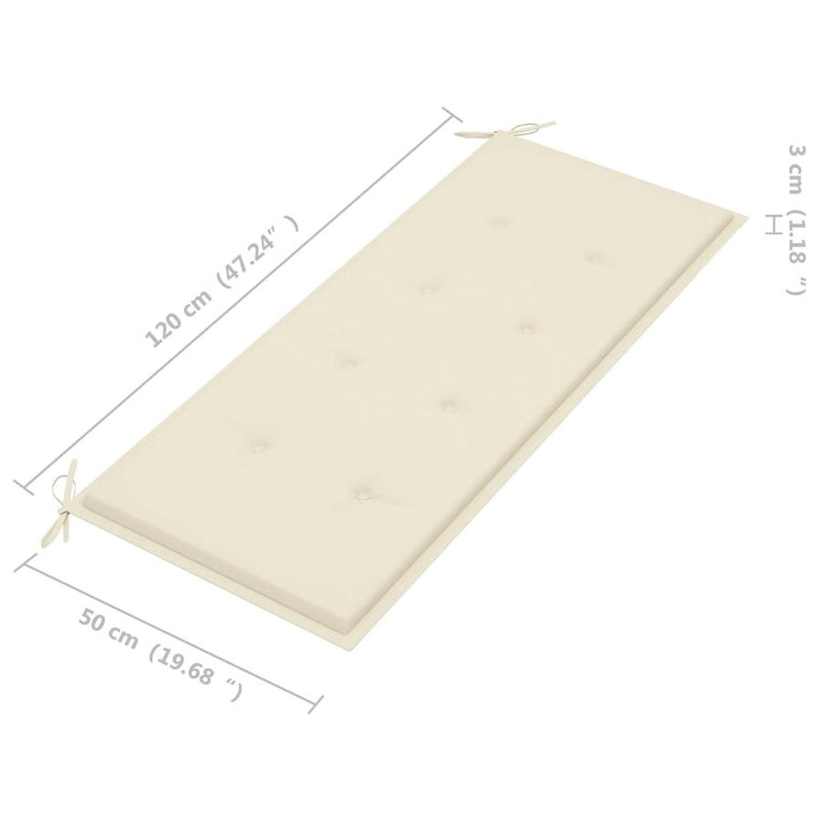 Tuinbank Met Kussen 20 Cm Bamboe 120 x 50 x 4 cm Crème