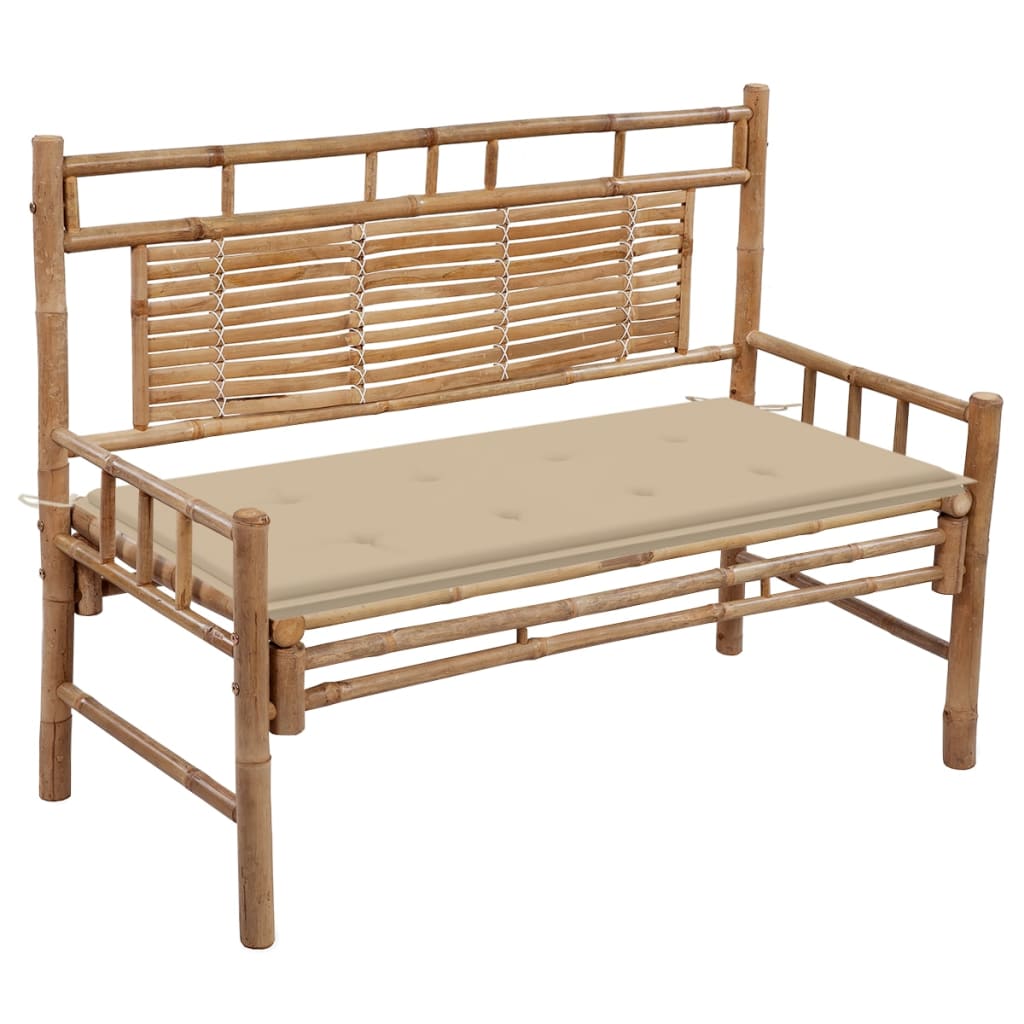 Tuinbank Met Kussen 20 Cm Bamboe 120 x 50 x 4 cm Beige