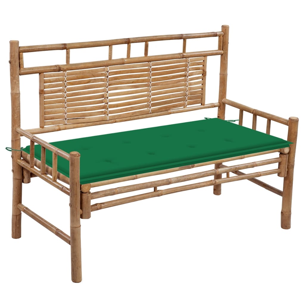 Tuinbank Met Kussen 20 Cm Bamboe 120 x 50 x 4 cm Groen
