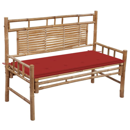Tuinbank Met Kussen 20 Cm Bamboe 120 x 50 x 3 cm Rood