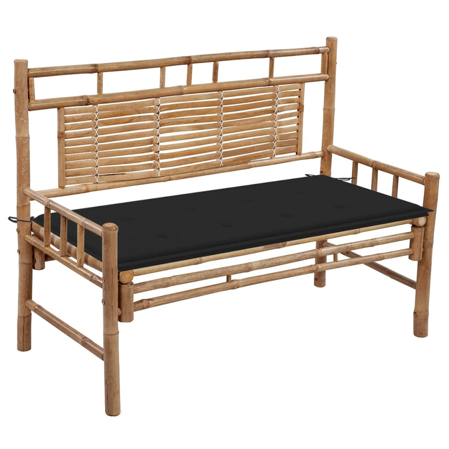 Tuinbank Met Kussen 20 Cm Bamboe 120 x 50 x 4 cm Zwart