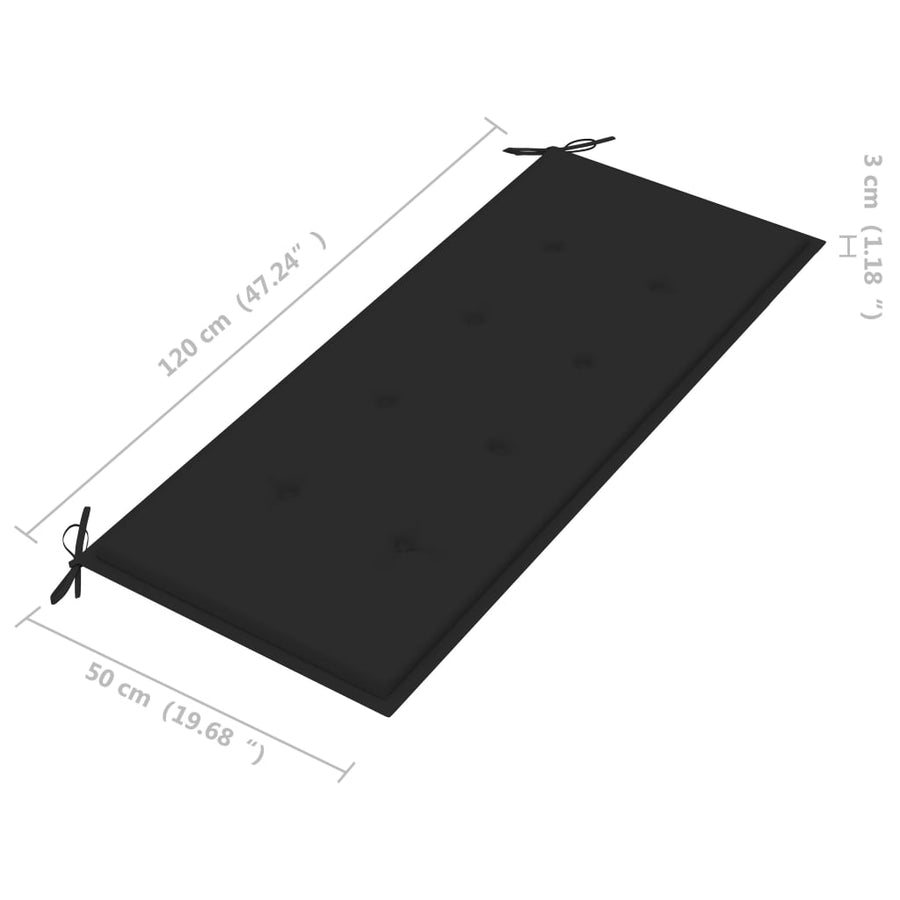 Tuinbank Met Kussen 20 Cm Bamboe 120 x 50 x 4 cm Zwart