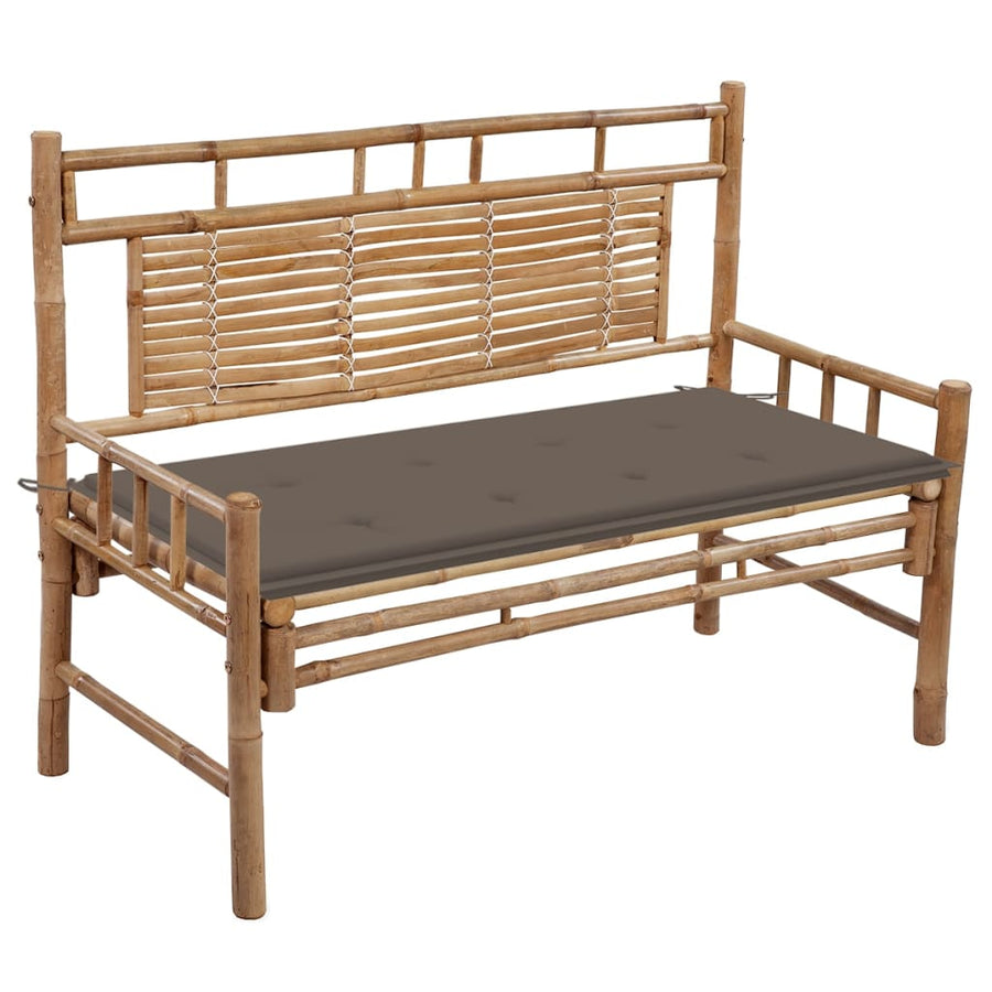 Tuinbank Met Kussen 20 Cm Bamboe 120 x 50 x 4 cm Taupe