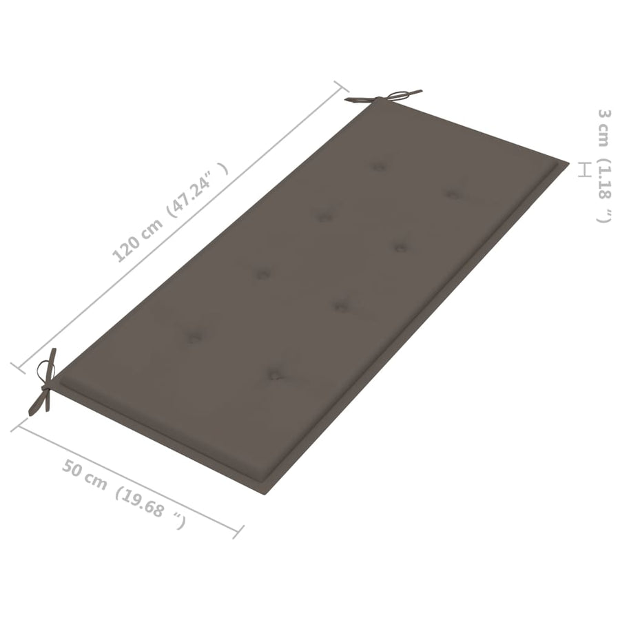 Tuinbank Met Kussen 20 Cm Bamboe 120 x 50 x 4 cm Taupe