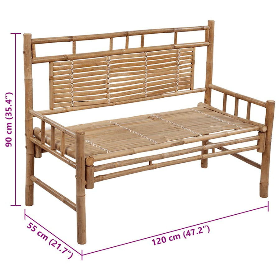 Tuinbank Met Kussen 120 Cm Bamboe Wijnrood 2