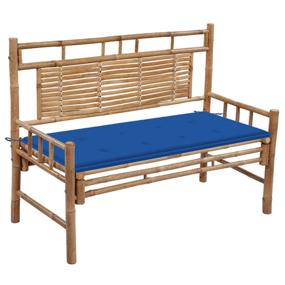 Tuinbank Met Kussen 20 Cm Bamboe 120 x 50 x 4 cm koningsblauw