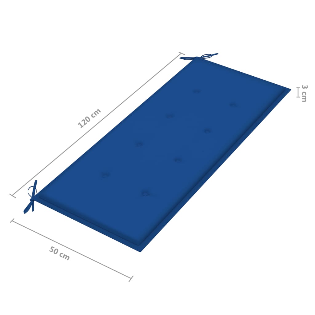 Tuinbank Met Kussen 20 Cm Bamboe 120 x 50 x 4 cm koningsblauw