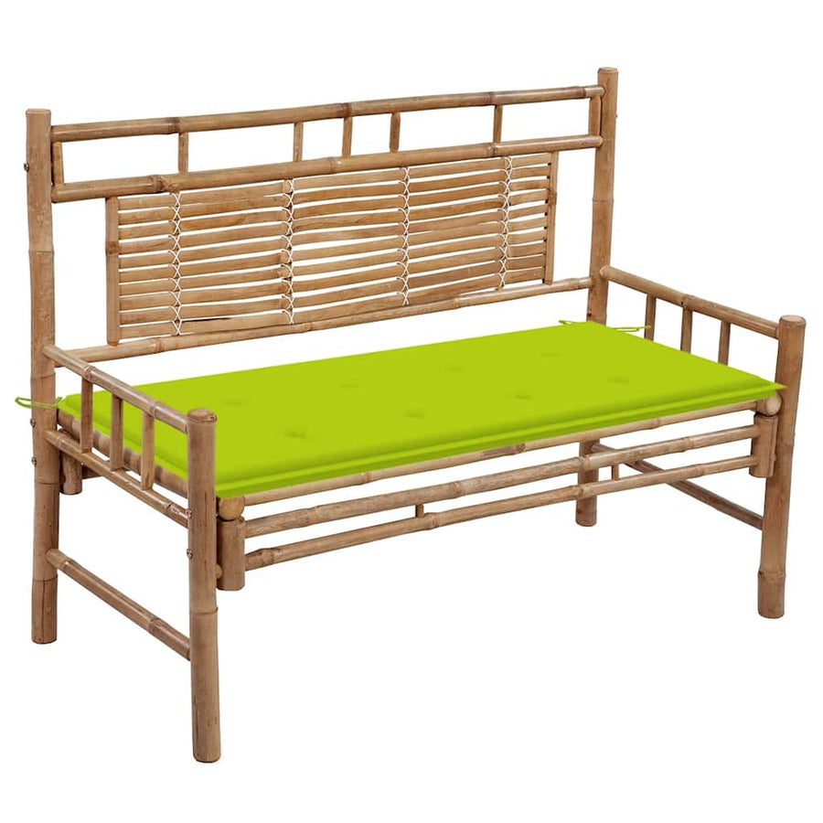 Tuinbank Met Kussen 120 Cm Bamboe Heldergroen 2