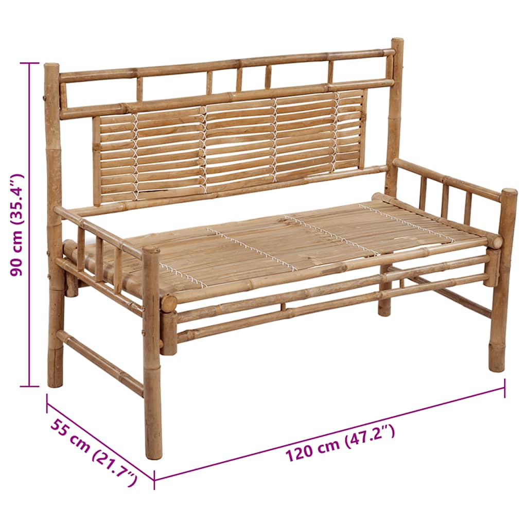 Tuinbank Met Kussen 120 Cm Bamboe Heldergroen 2