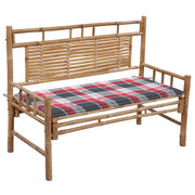 Tuinbank 120 cm bamboe bruin met kussen