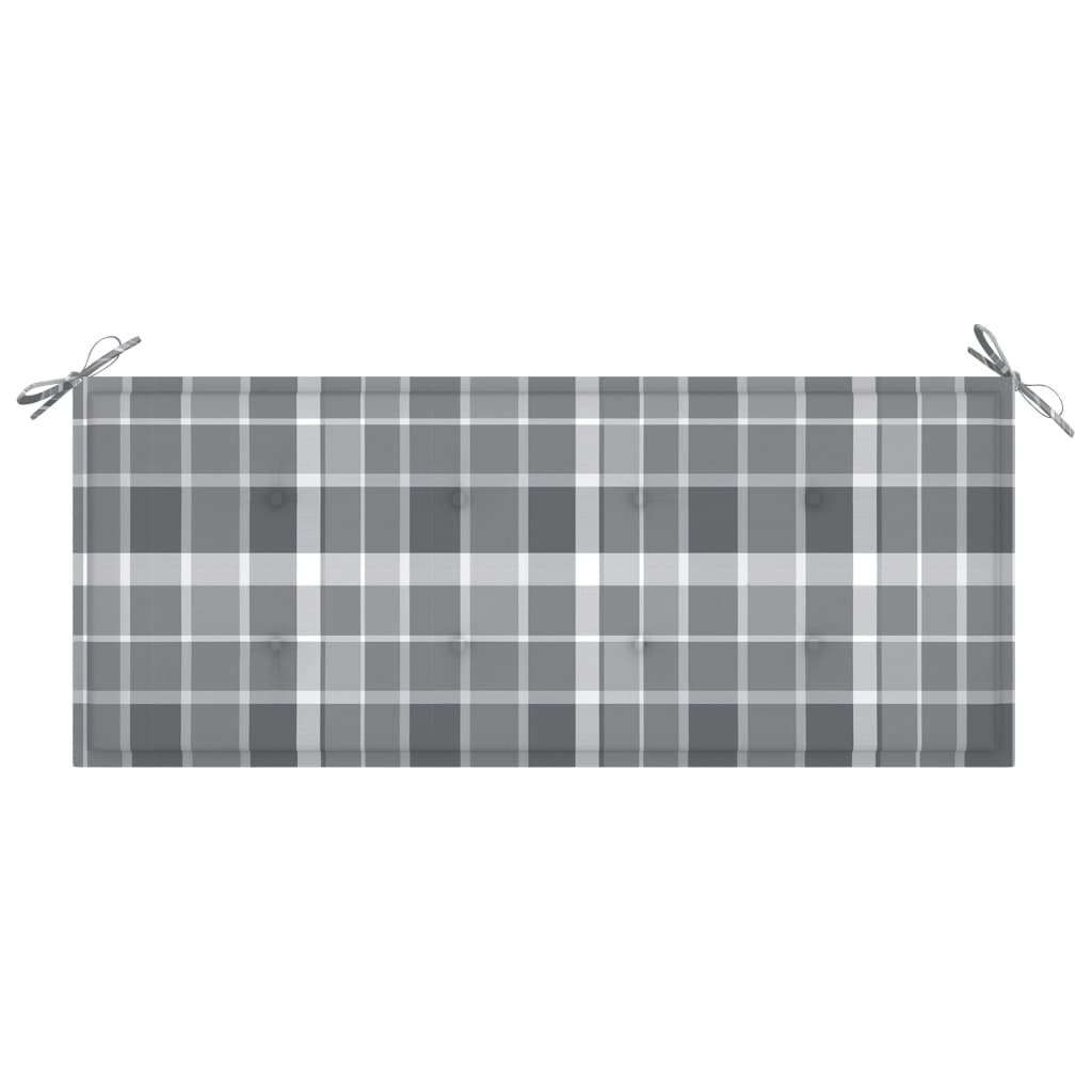 Tuinbank Met Kussen 20 Cm Bamboe 120 x 50 x 4 cm Grijs ruitpatroon