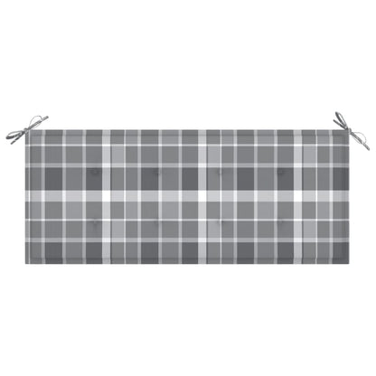 Tuinbank Met Kussen 20 Cm Bamboe 120 x 50 x 4 cm Grijs ruitpatroon