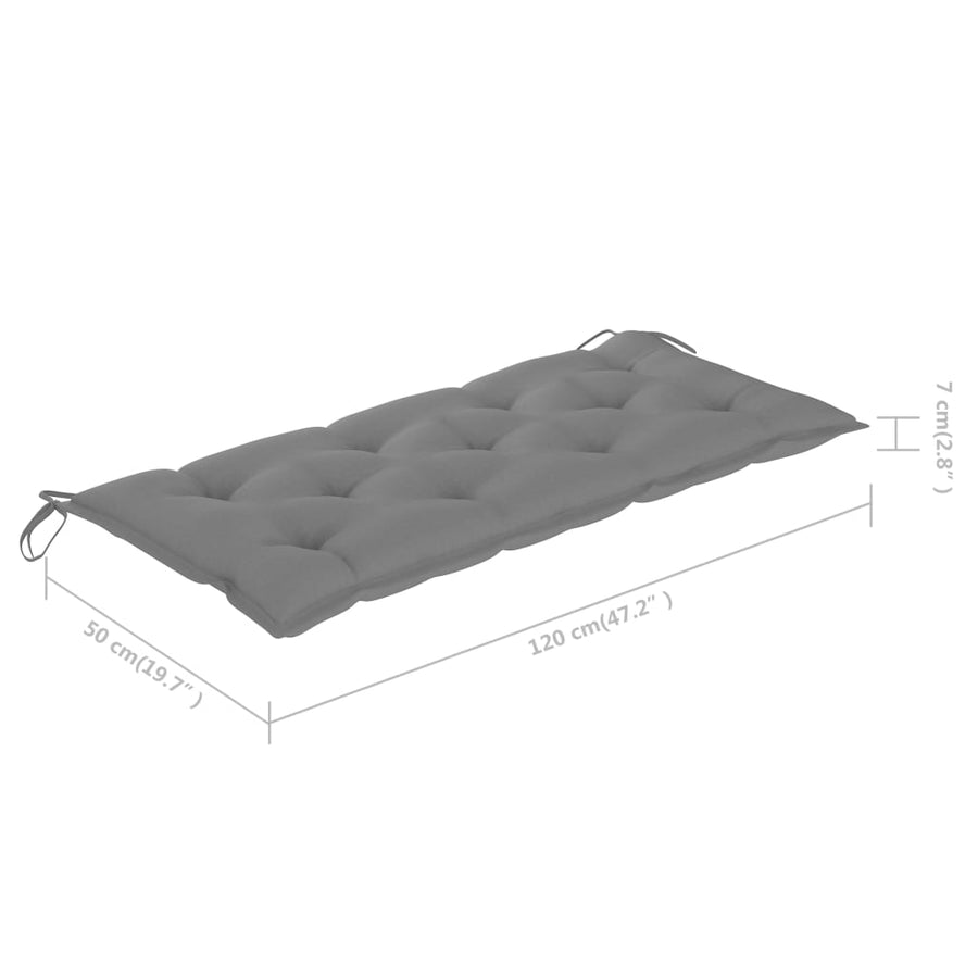 Tuinbank Met Kussen 20 Cm Bamboe 120 x 50 x 7 cm Grijs