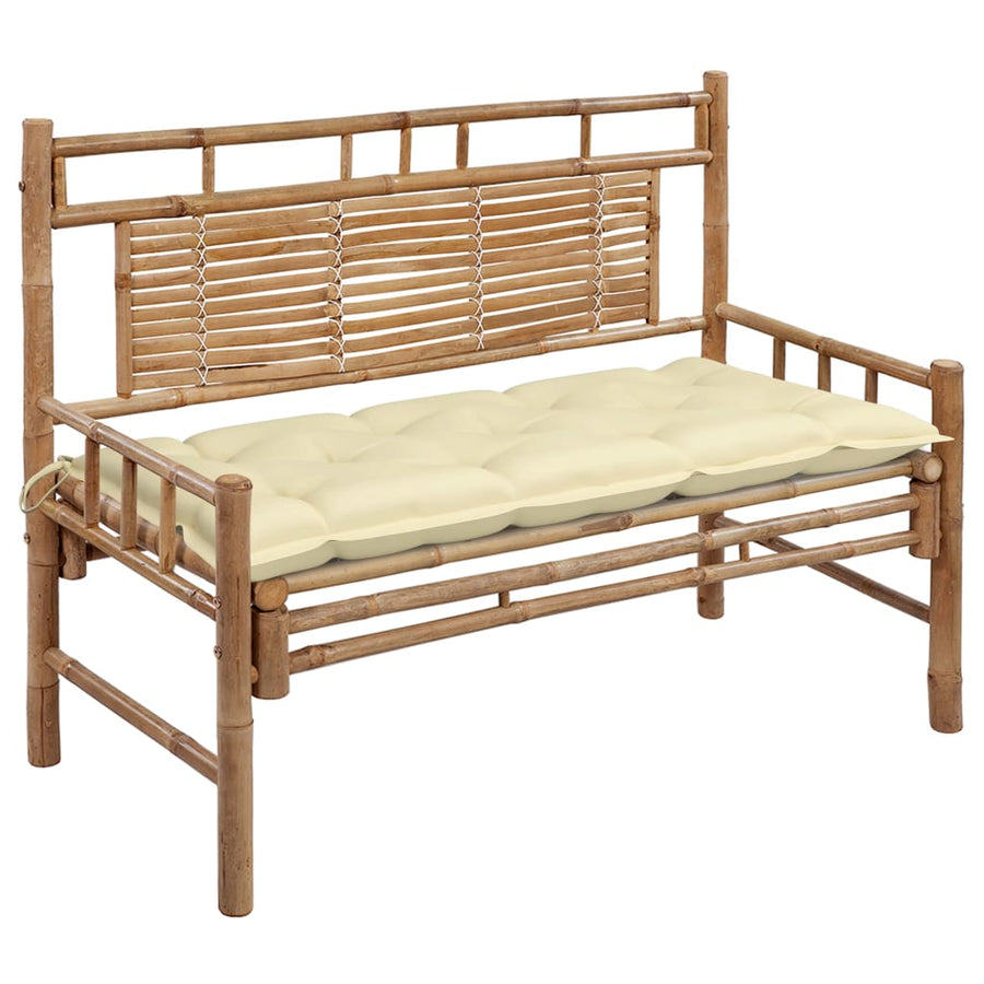 Tuinbank Met Kussen 20 Cm Bamboe 120 x 50 x 7 cm Crème