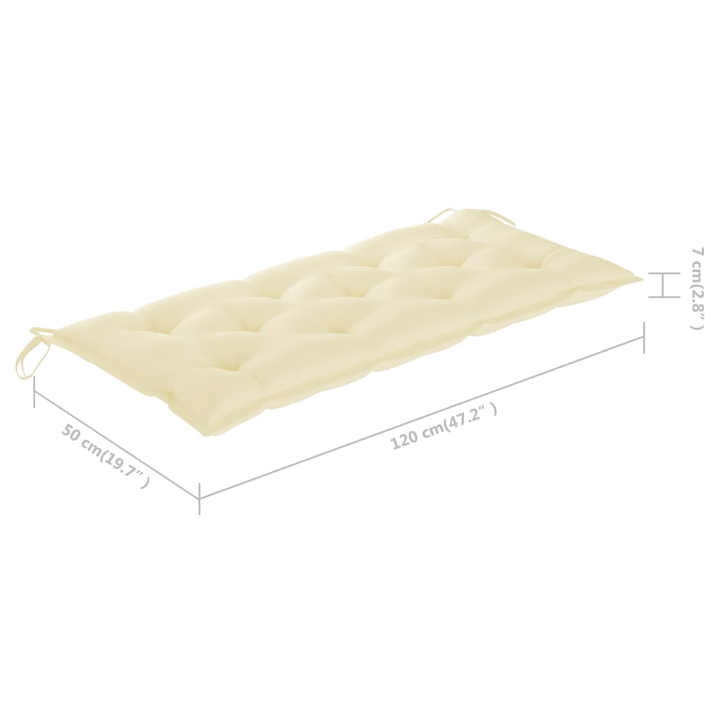 Tuinbank Met Kussen 20 Cm Bamboe 120 x 50 x 7 cm Crème